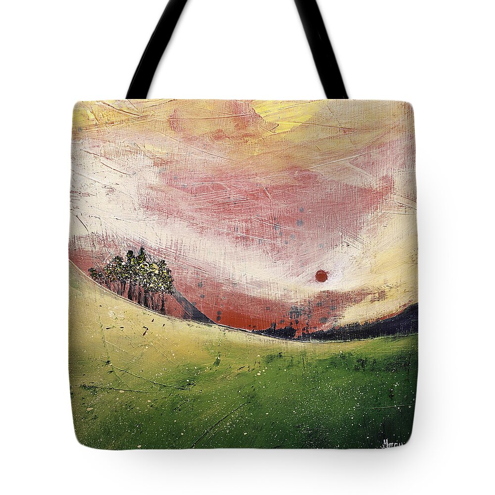 Abstract Landscape Tote Bag featuring the painting Mountain Landscape Abstract Original Painting by Gray Artus