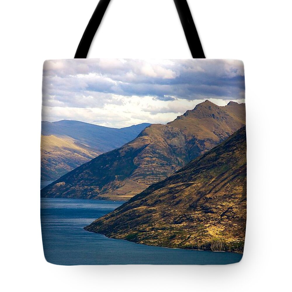 New Tote Bag featuring the photograph Mountains Meet Lake by Stuart Litoff
