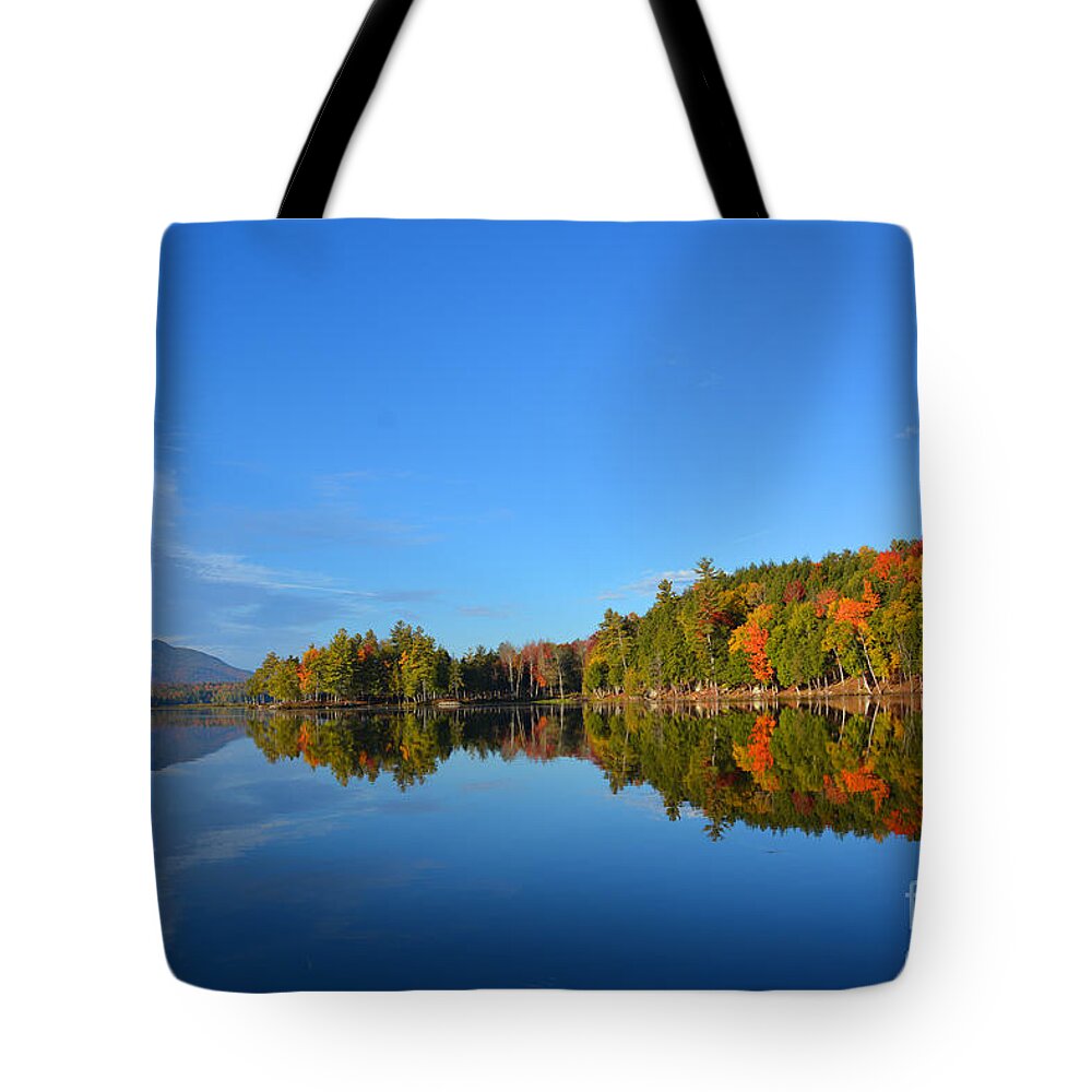 Saranac Lake Ny Tote Bag featuring the photograph Mountains of Fall Colors by Christine Dekkers