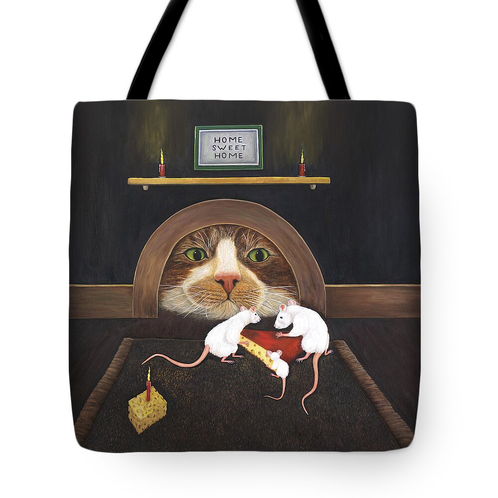 Karen Zuk Rosenblatt Tote Bag featuring the painting Mouse House by Karen Zuk Rosenblatt