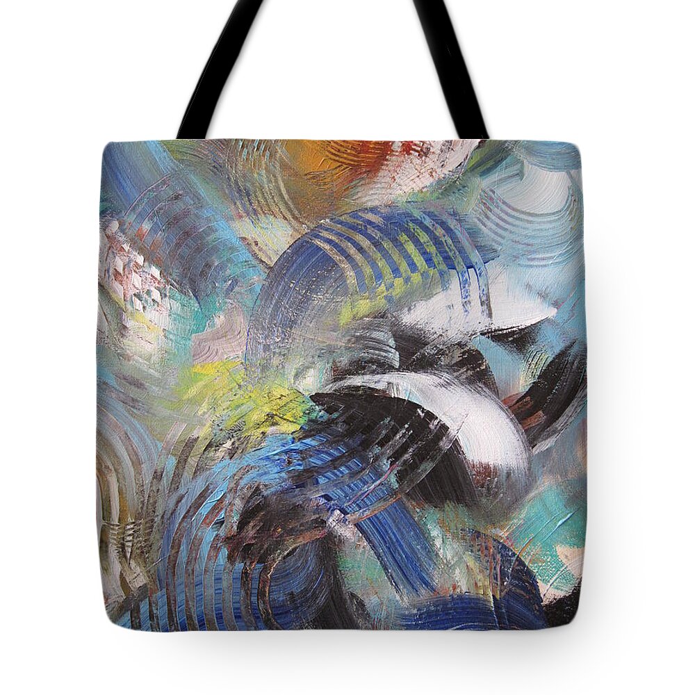 Abstract Tote Bag featuring the painting Movement by Roberta Rotunda