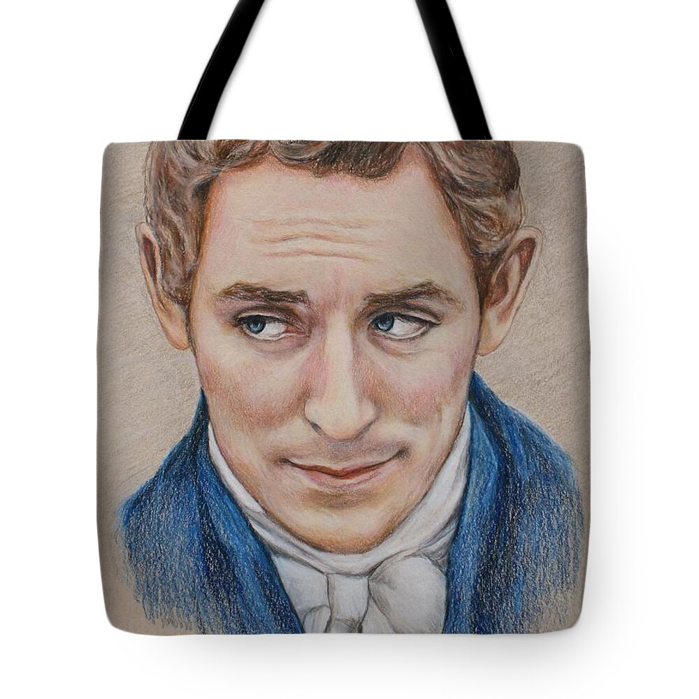 Austenland Tote Bag featuring the drawing Mr. Nobley by Christine Jepsen