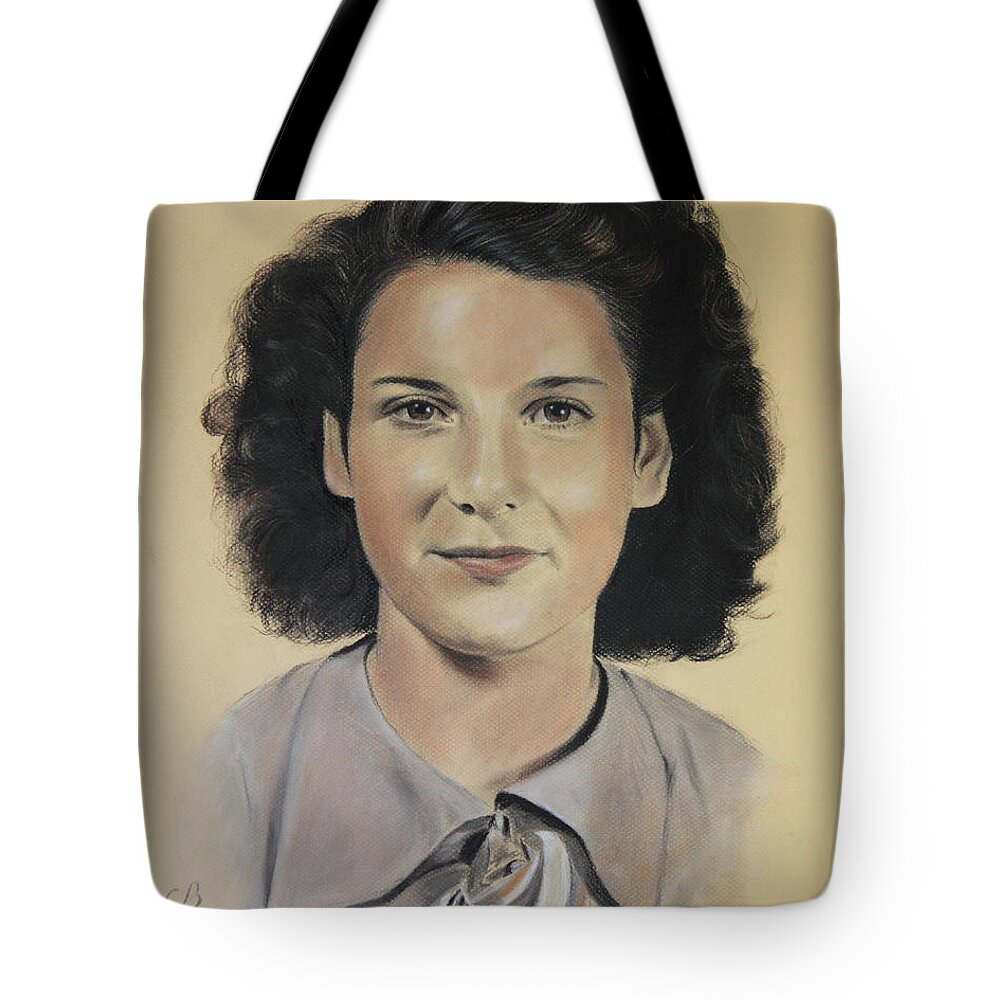 Pastel Portrait Tote Bag featuring the painting Mrs Crye by Glenn Beasley