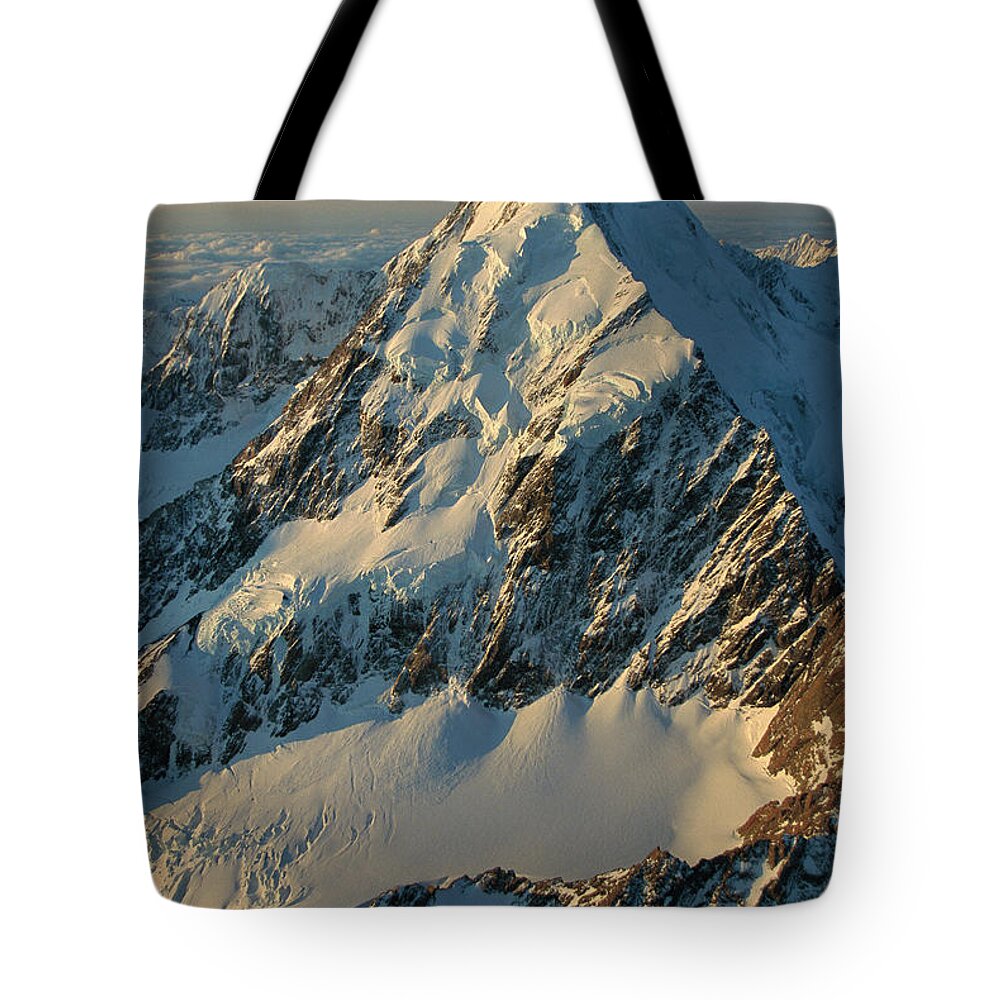 00260040 Tote Bag featuring the photograph Mt Cook aka Aoraki Aerial View by Colin Monteath