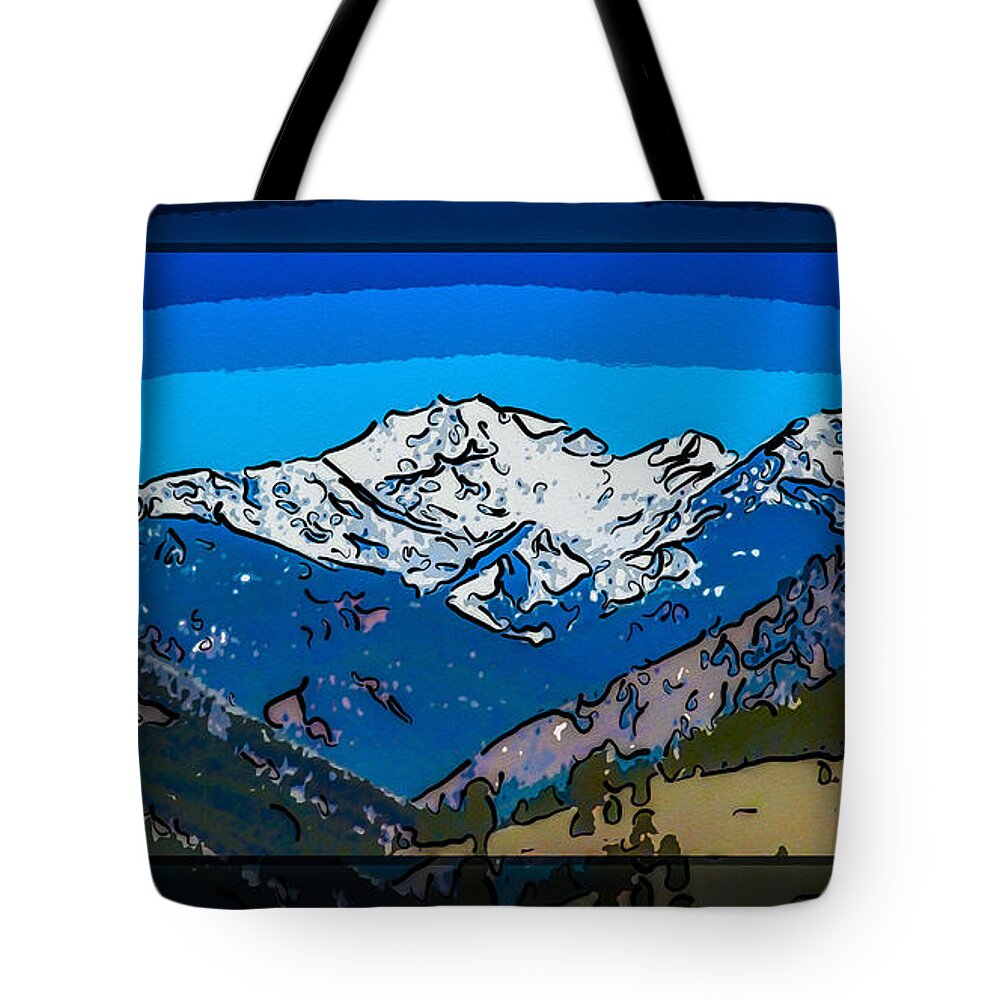 16x9 Tote Bag featuring the painting Mt Gardner in the Spring Abstract Painting by Omaste Witkowski