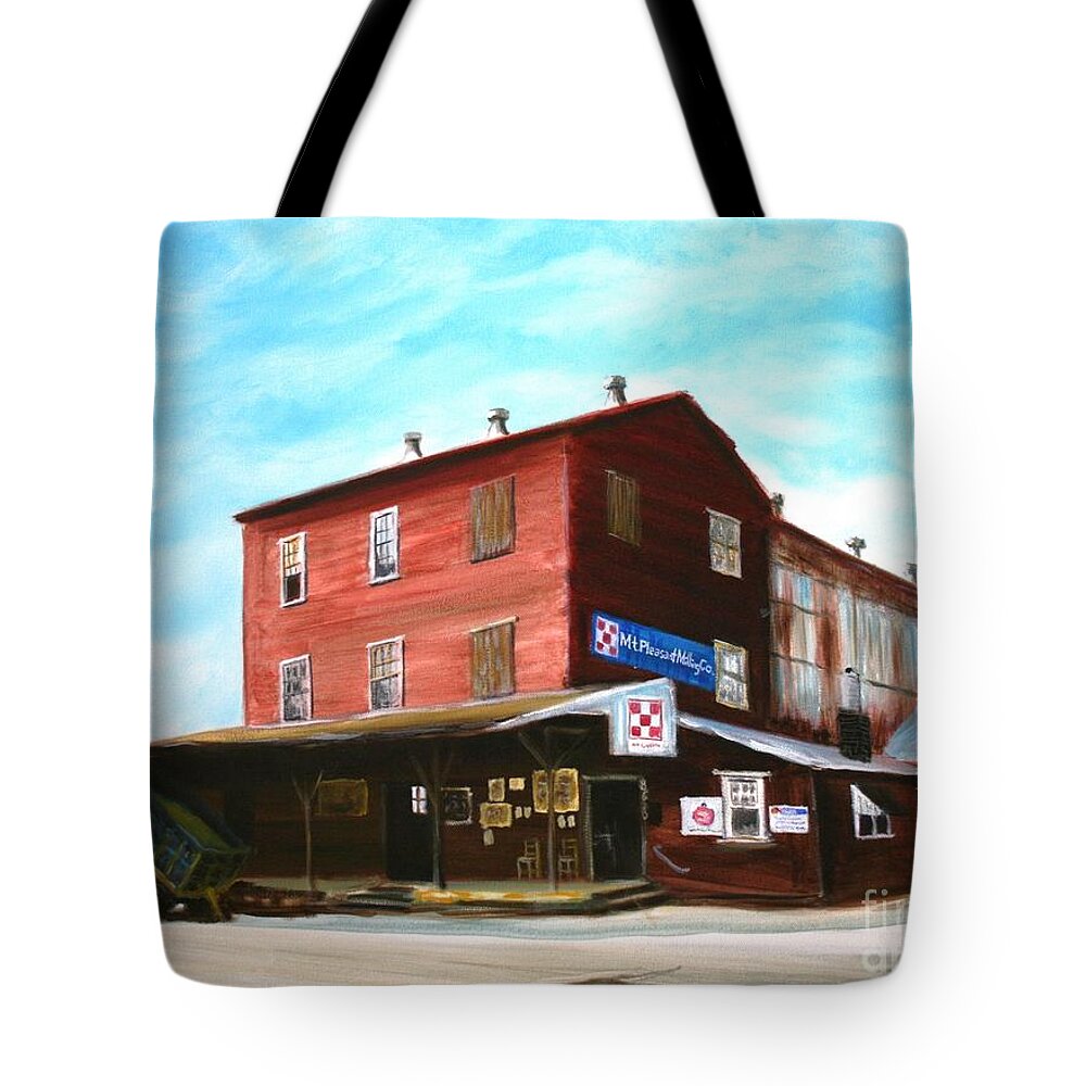 Architecture Tote Bag featuring the painting Mt. Pleasant Milling Company by Stacy C Bottoms