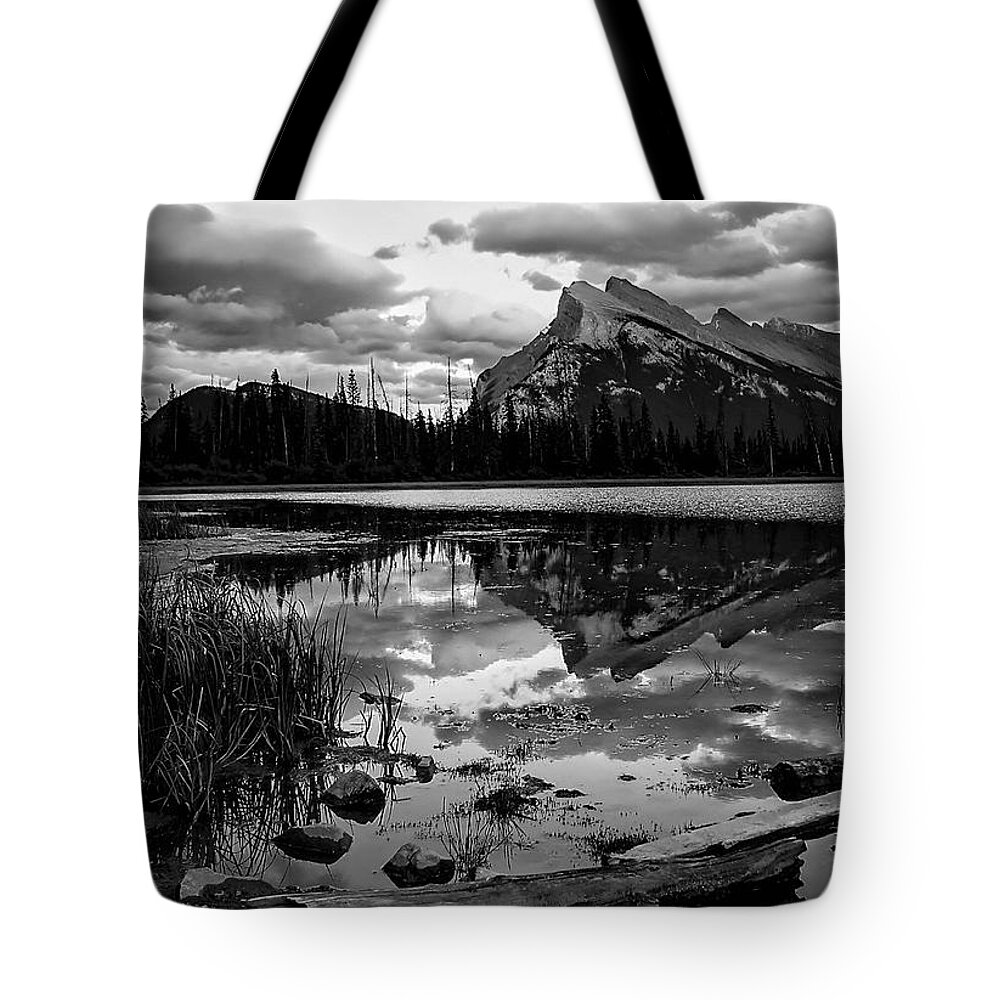 Banff Canvas Print Photograph Tote Bag featuring the photograph Mt. Rundle Reflection by Lucy VanSwearingen