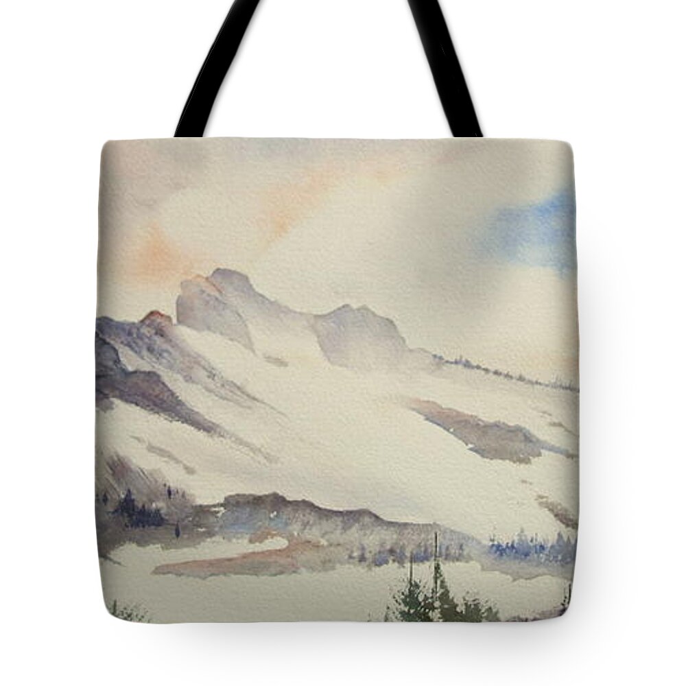 Mt Thielsen Tote Bag featuring the painting Mt. Thielsen, Oregon by Amanda Amend