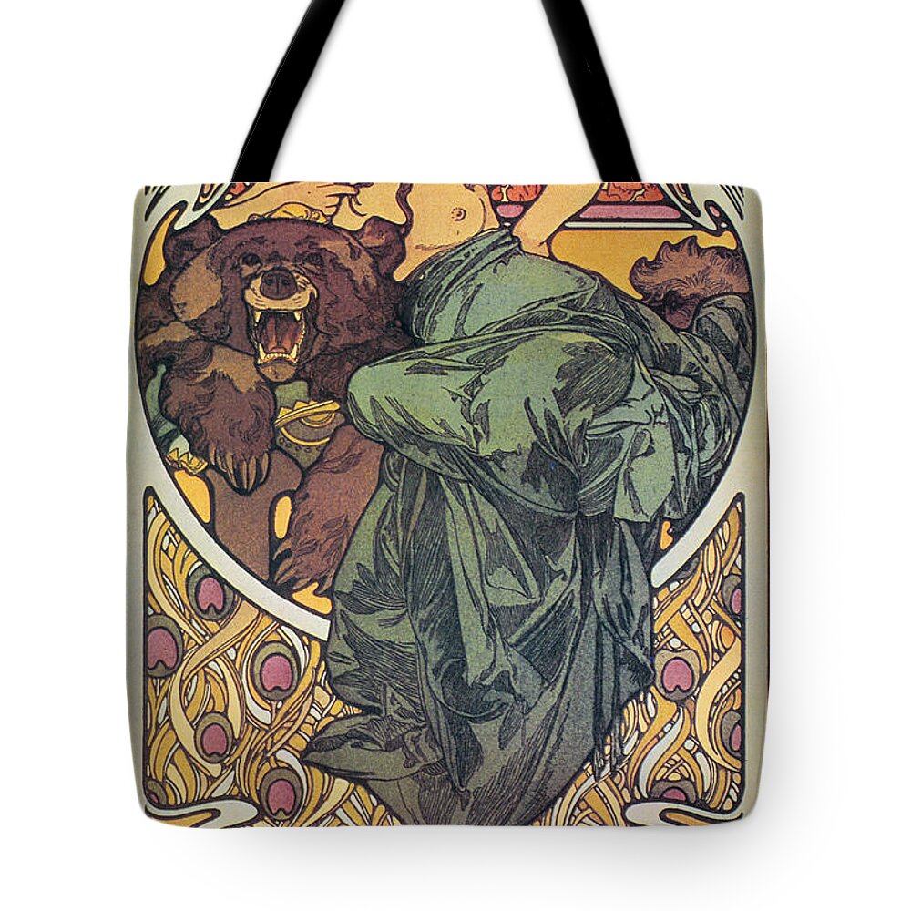 1902 Tote Bag featuring the painting Mucha Bearskin, 1902 by Granger