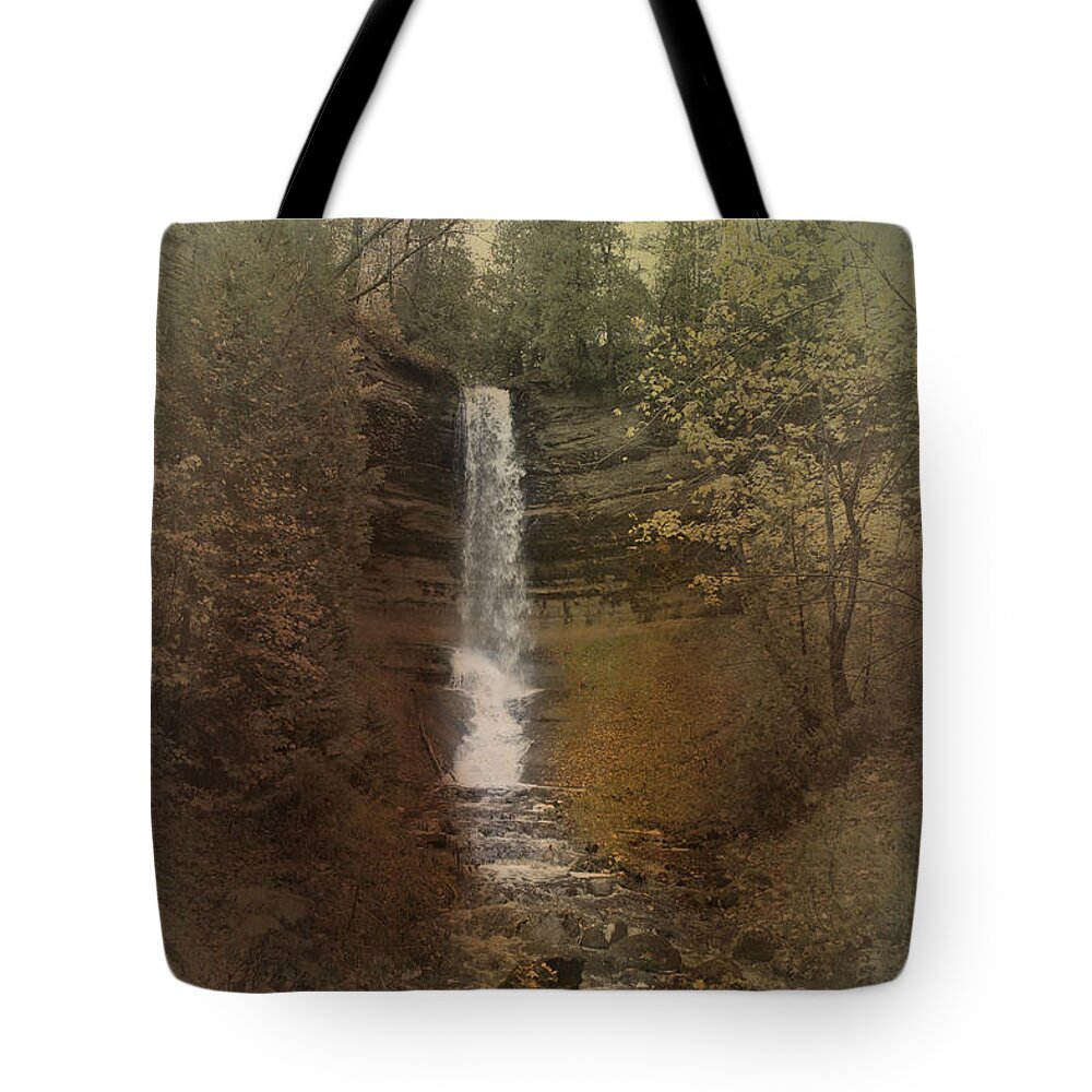Evie Carrier Tote Bag featuring the photograph Muinsing Waterfalls Michigan by Evie Carrier