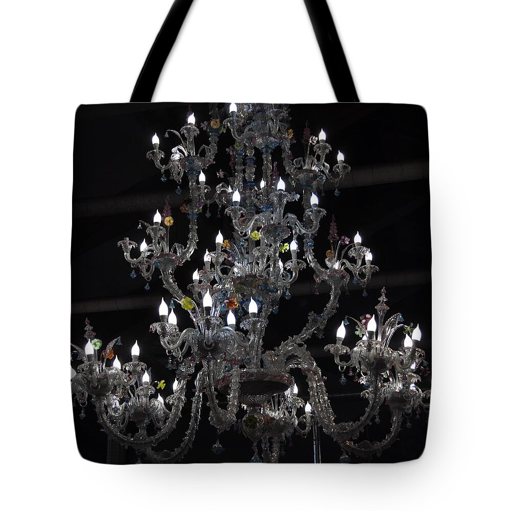 Chandelier Tote Bag featuring the photograph Murano Glass Chandelier by Teresa Tilley