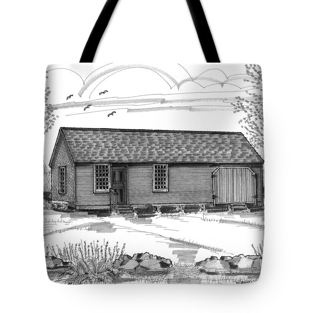 Vermont Tote Bag featuring the drawing Museum Education Center by Richard Wambach