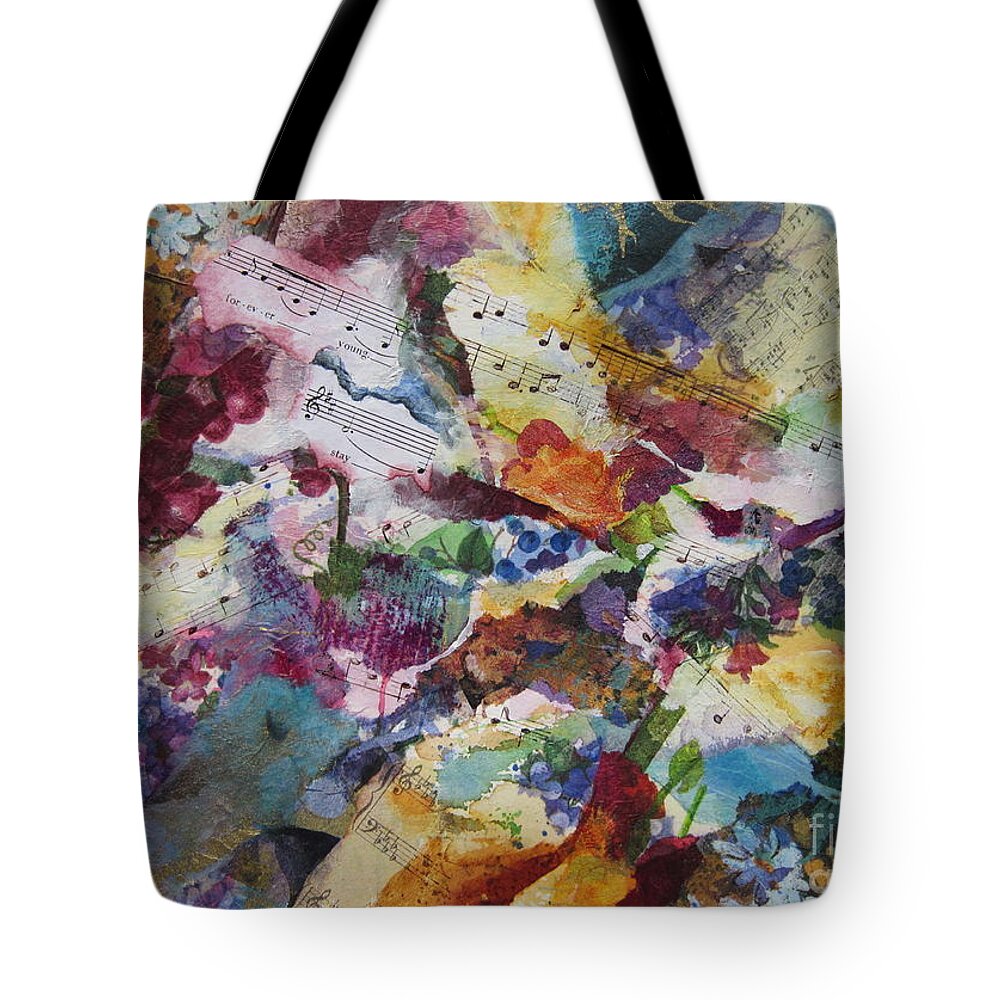 Music Tote Bag featuring the painting Music and Lyrics by Deborah Ronglien