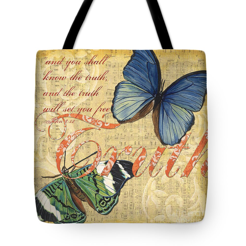 Butterfly Tote Bag featuring the painting Musical Butterflies 3 by Debbie DeWitt