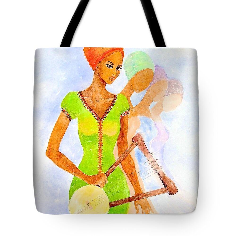 Mahlet Tote Bag featuring the painting Musician by Mahlet