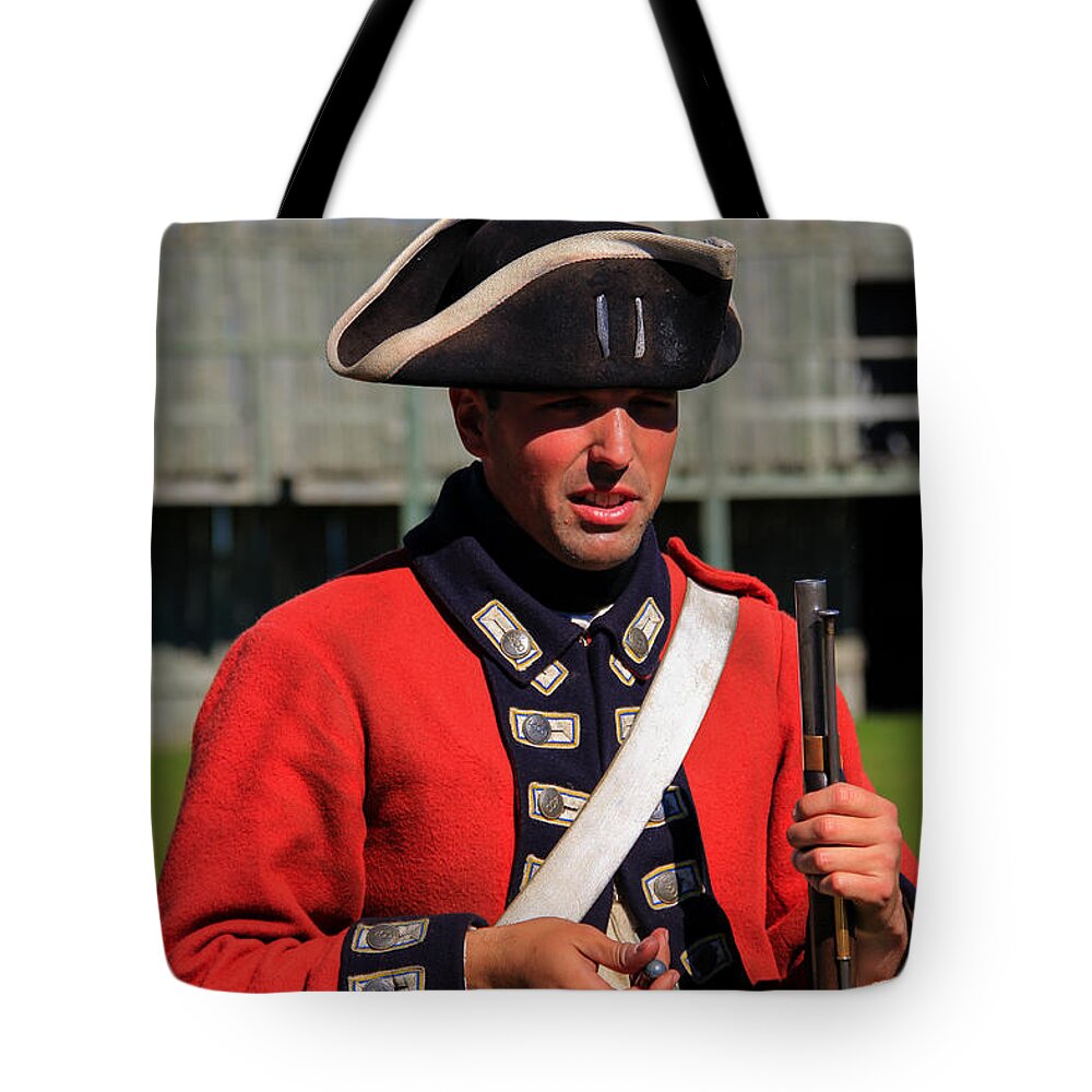 Musket At The Ready Tote Bag featuring the photograph Musket at the Ready by Rachel Cohen