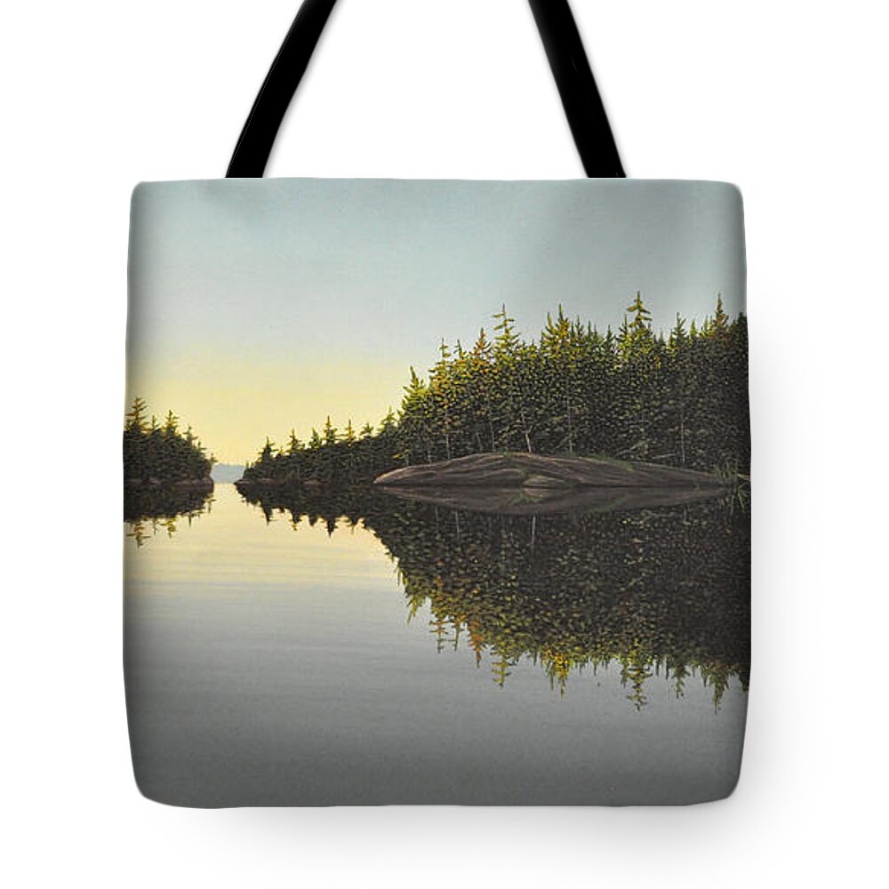 Sunrise Tote Bag featuring the painting Muskoka Solitude by Kenneth M Kirsch