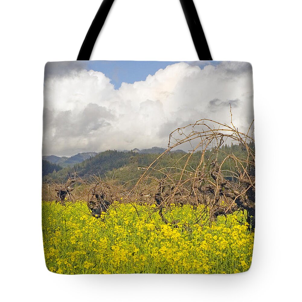 Mustard Field Tote Bag featuring the photograph Mustard Field by Mick Burkey