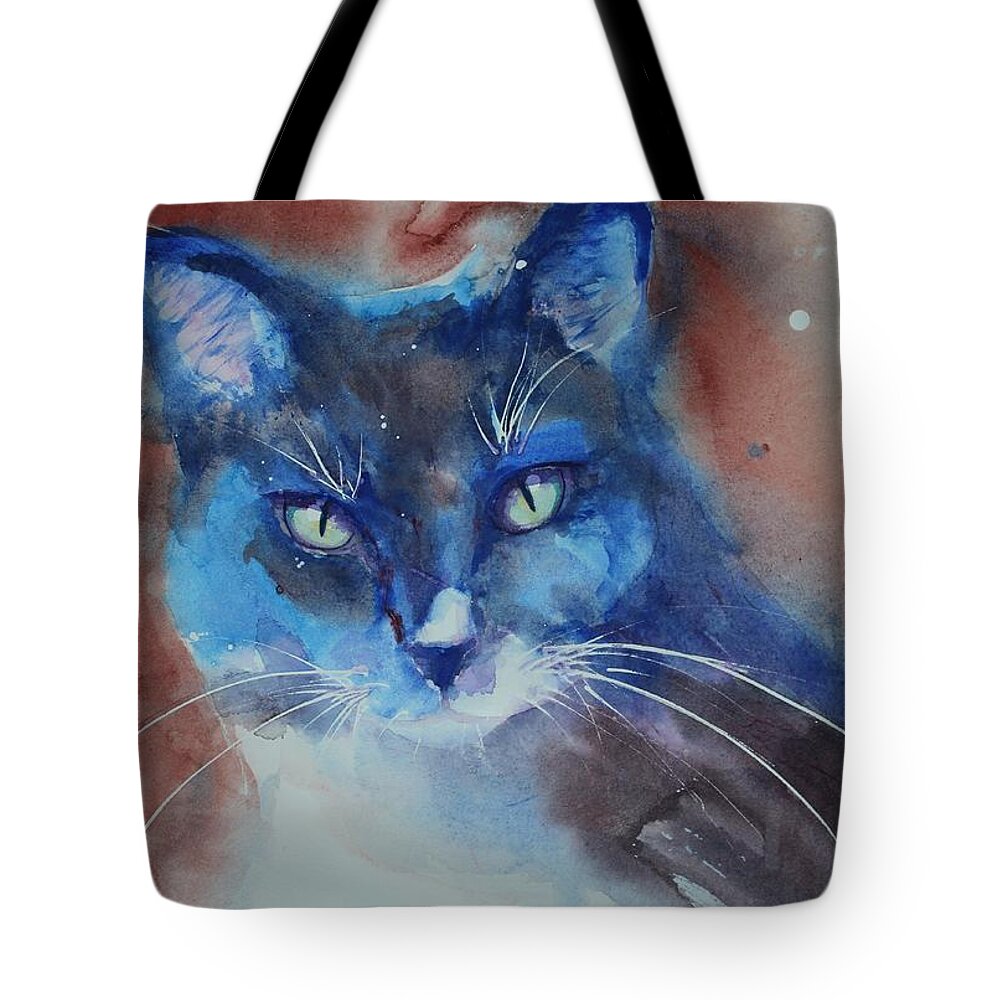 Cat Tote Bag featuring the painting My Cat Spook by Ruth Kamenev