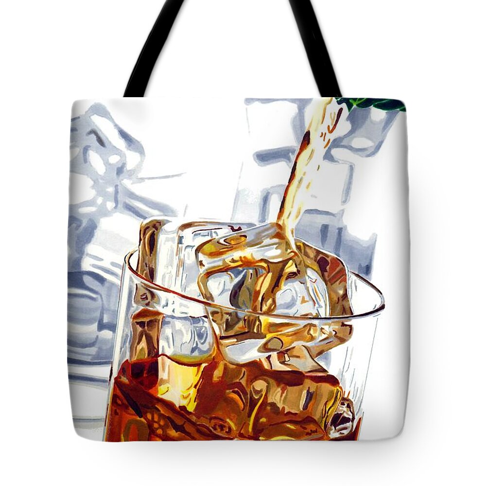 Bourbon Tote Bag featuring the drawing My Demon by Cory Still
