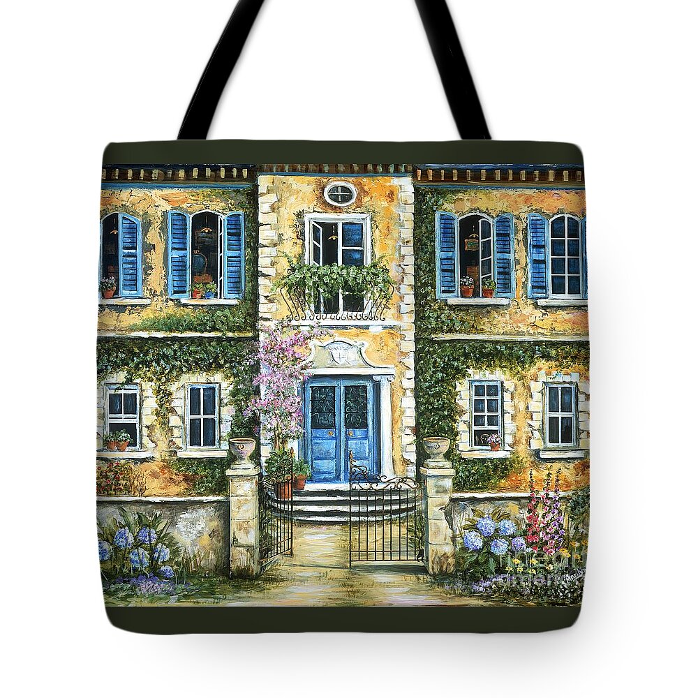 Blue Tote Bag featuring the painting My French Villa by Marilyn Dunlap