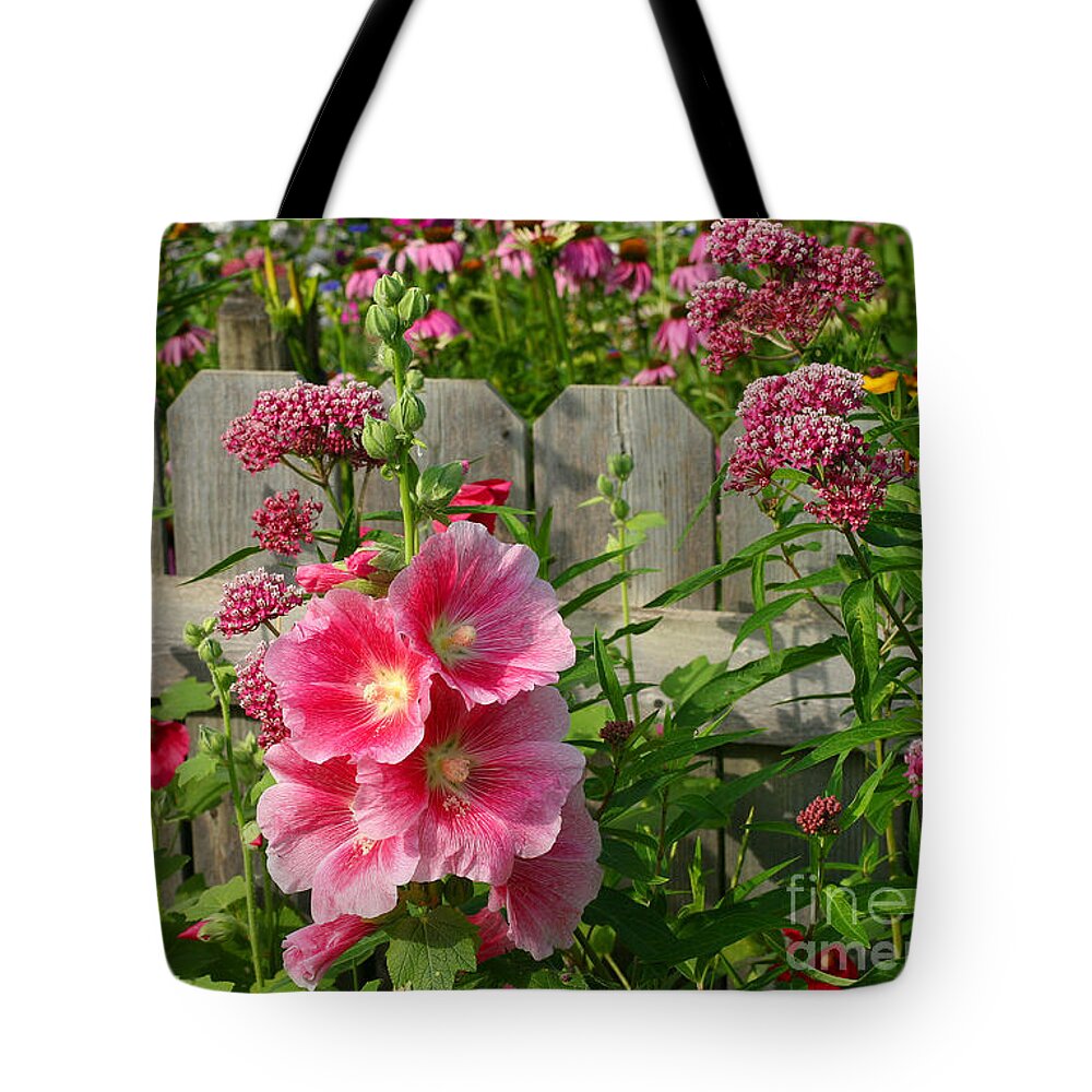 Hollyhocks Tote Bag featuring the photograph My Garden 2011 by Steve Augustin