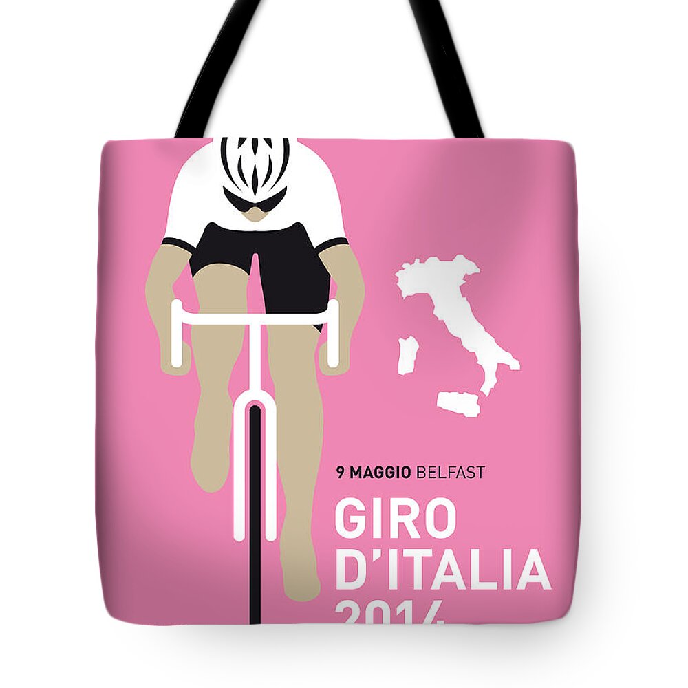 Minimal Tote Bag featuring the digital art My Giro D Italia Minimal Poster 2014 by Chungkong Art