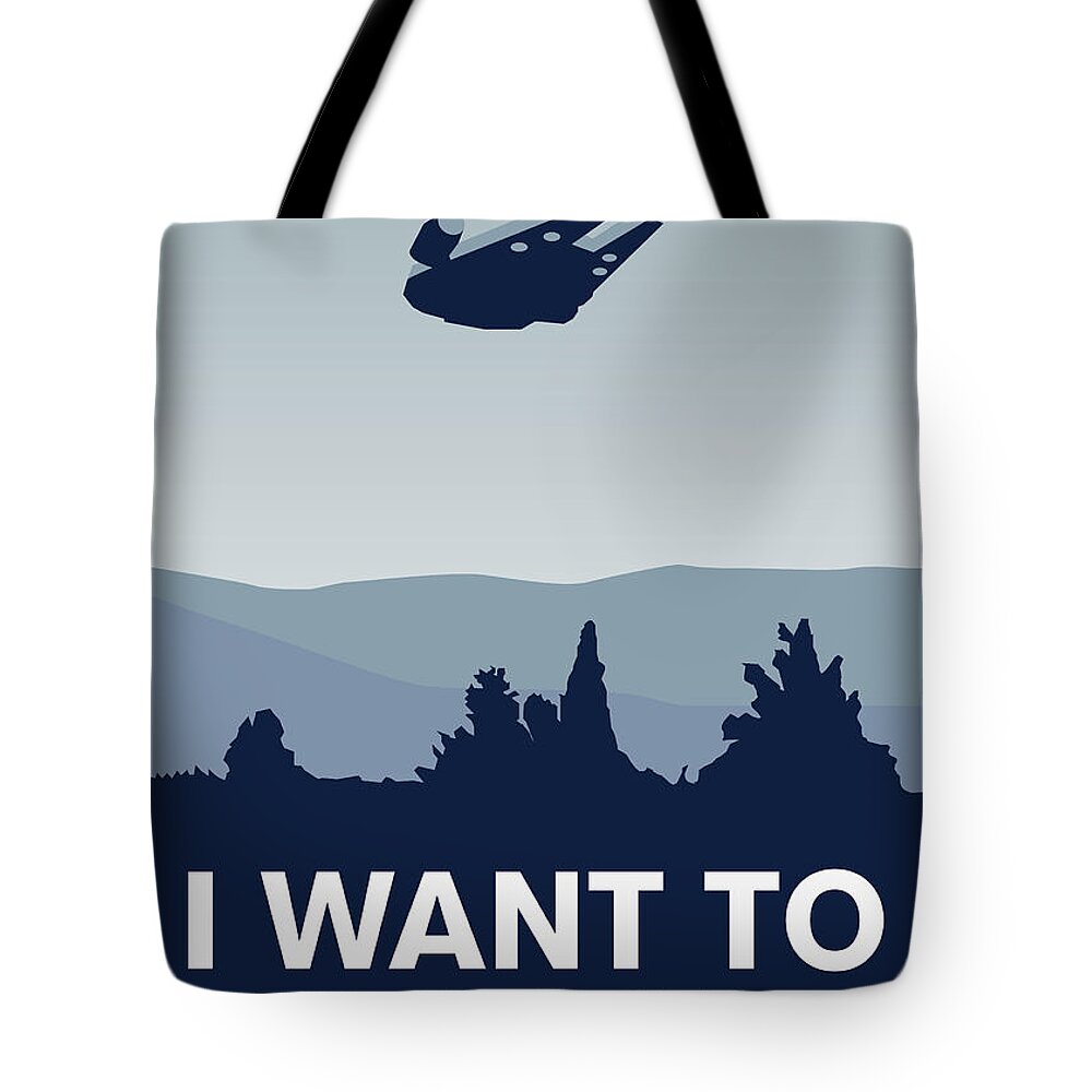 Classic Tote Bag featuring the digital art My I want to believe minimal poster-millennium falcon by Chungkong Art