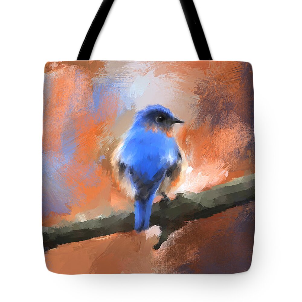 Bird Tote Bag featuring the painting My Little Bluebird by Jai Johnson
