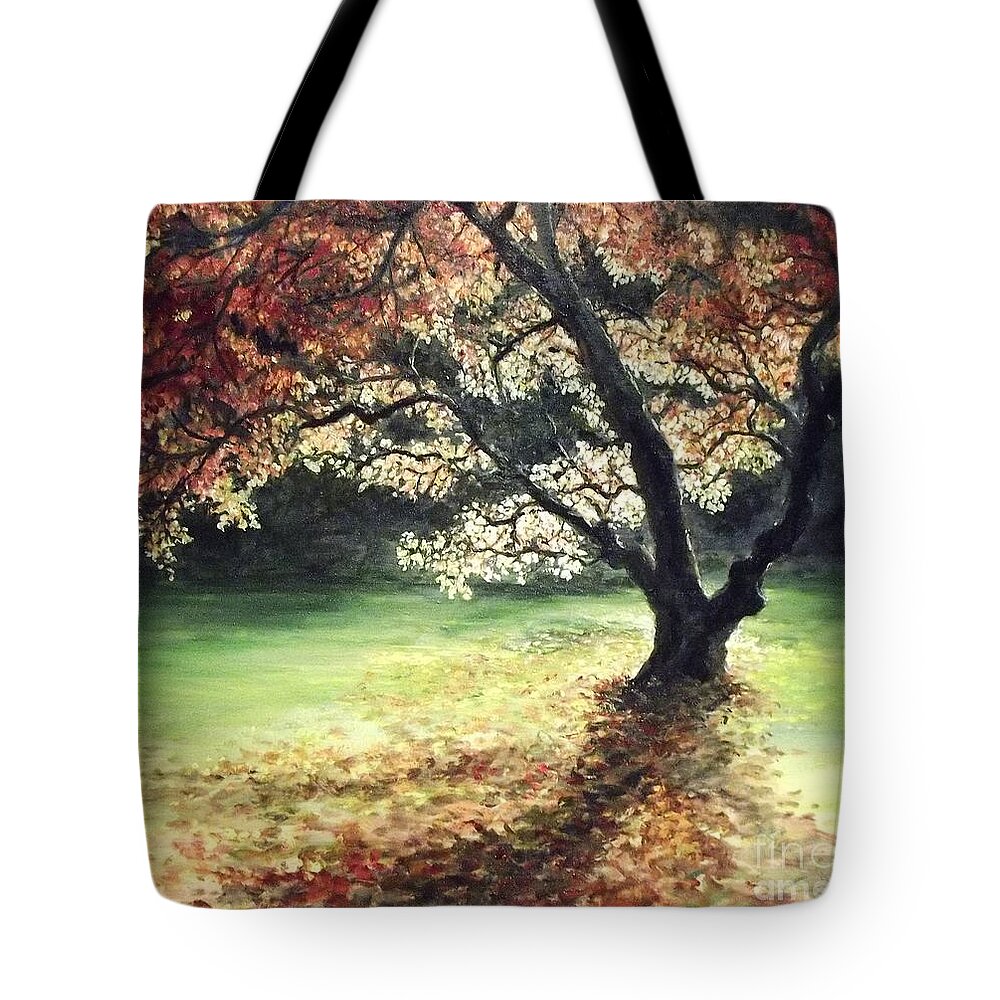 Bright Light Tote Bag featuring the painting My Love of Trees VII by Lizzy Forrester