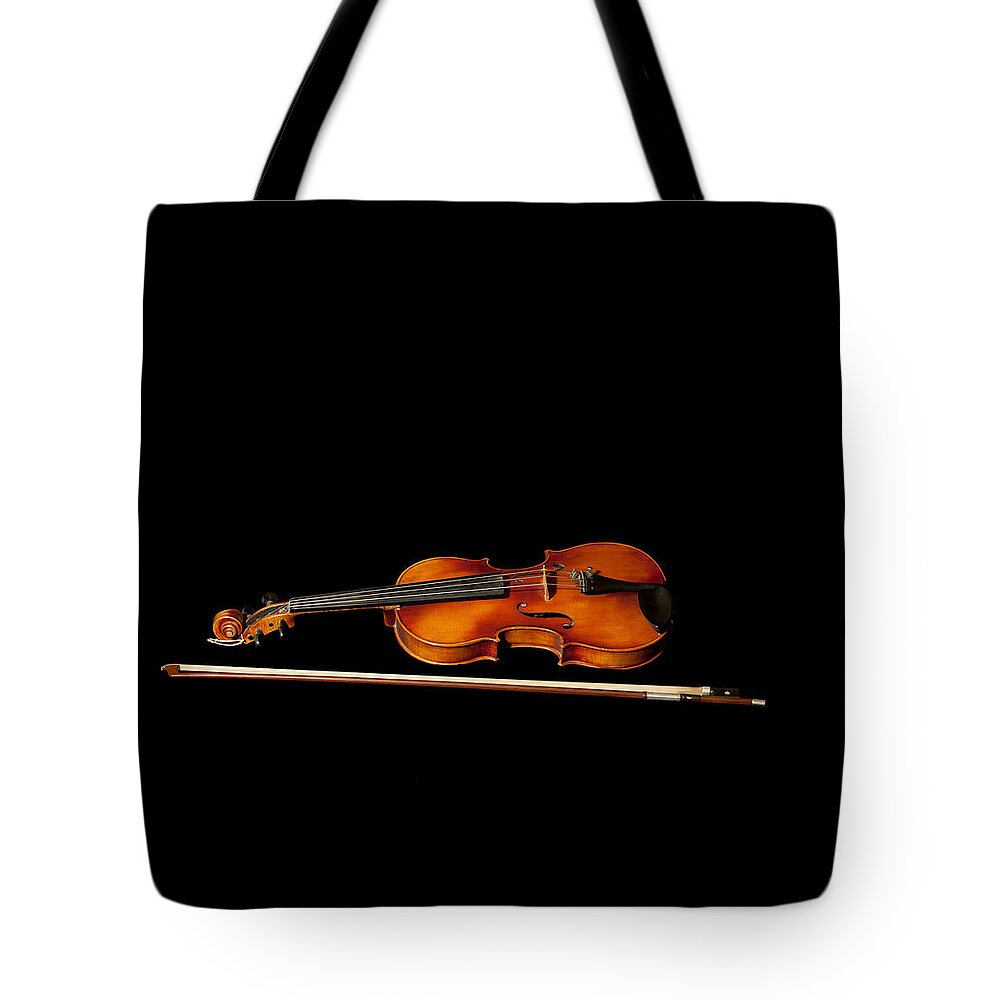 Violin Tote Bag featuring the photograph My old fiddle and bow by Torbjorn Swenelius