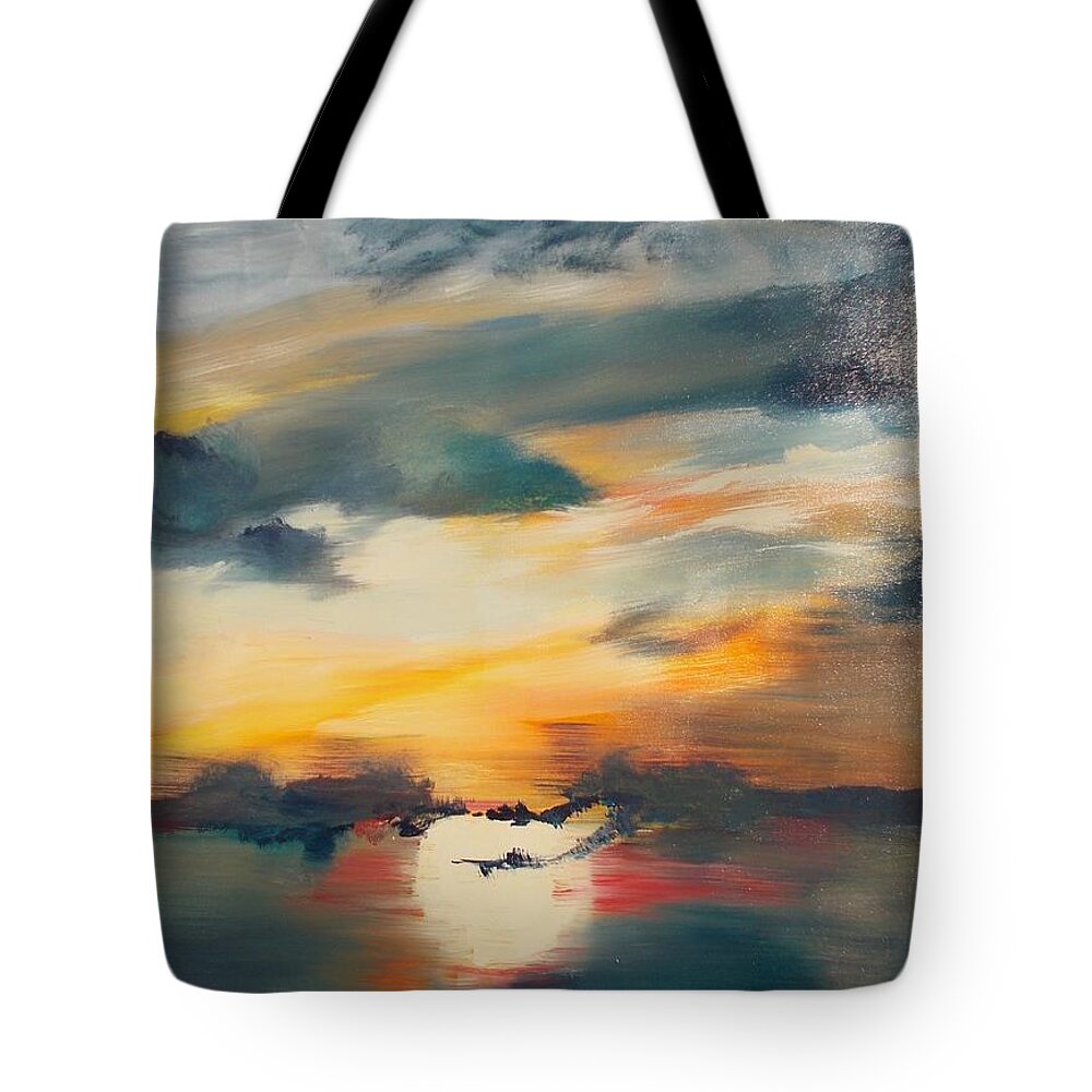 Anne Marie Florida Tote Bag featuring the painting My Paradise Sunrise by PainterArtist FIN