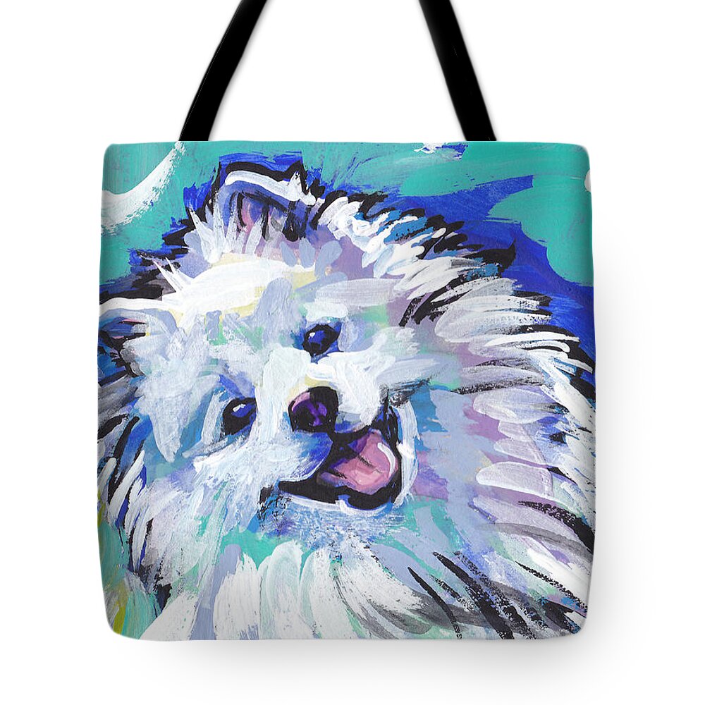 American Eskimo Dog Tote Bag featuring the painting My Peskie Eskie by Lea S