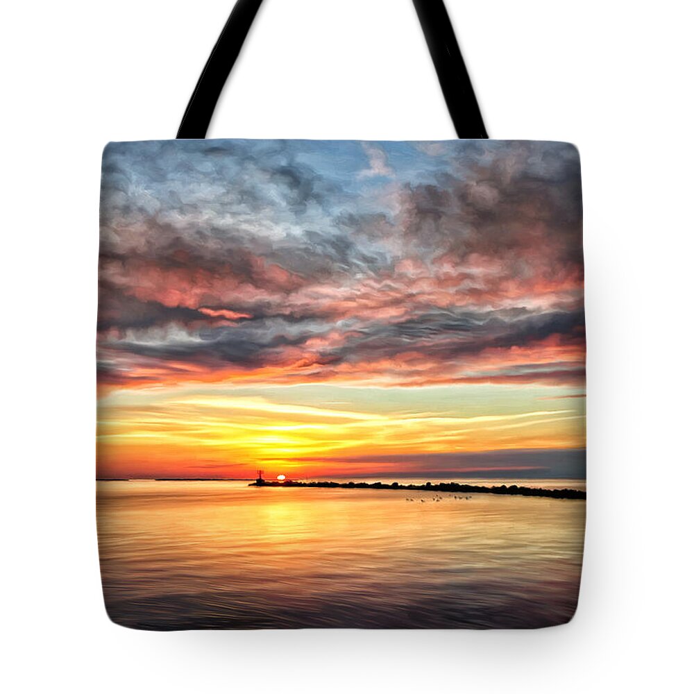 Chesapeake Bay Tote Bag featuring the painting My Return to Cape Charles Virginia by Michael Pickett