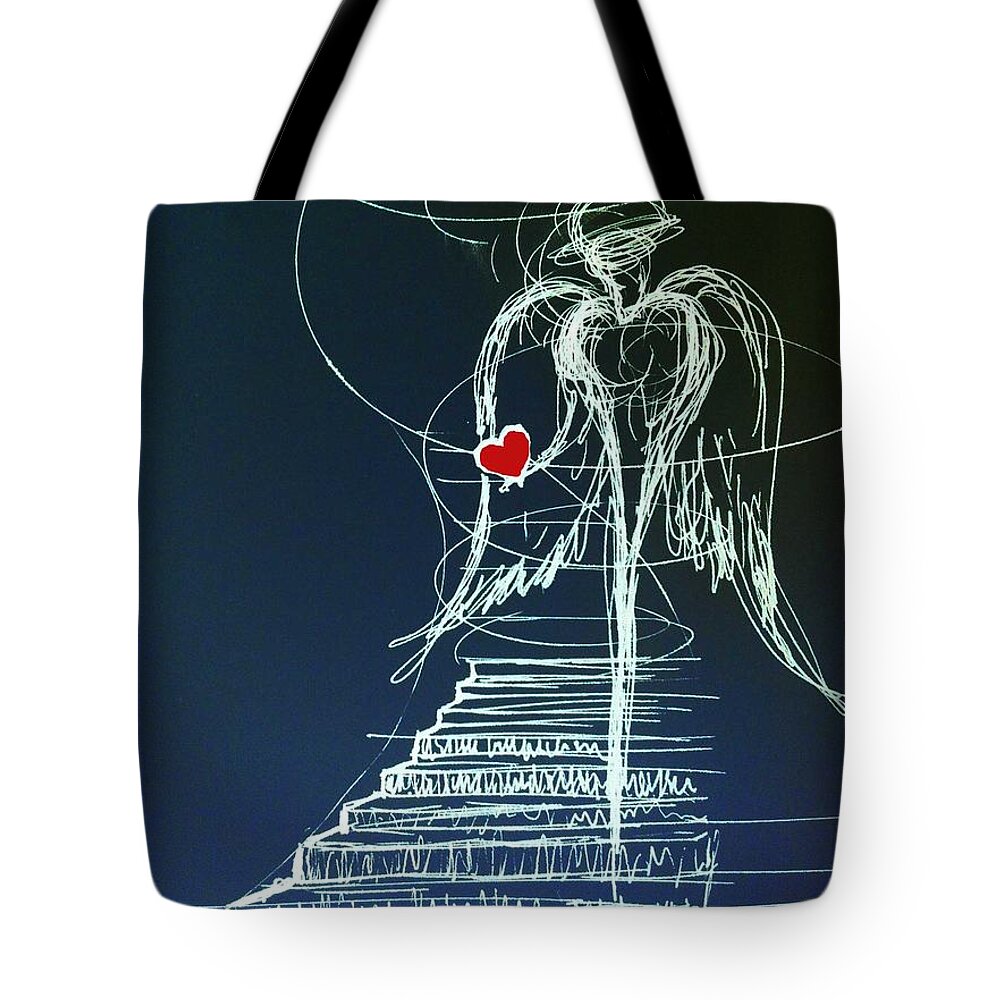 Giorgio Tuscani Tote Bag featuring the painting My Soul awaits with Love at hand by Giorgio Tuscani