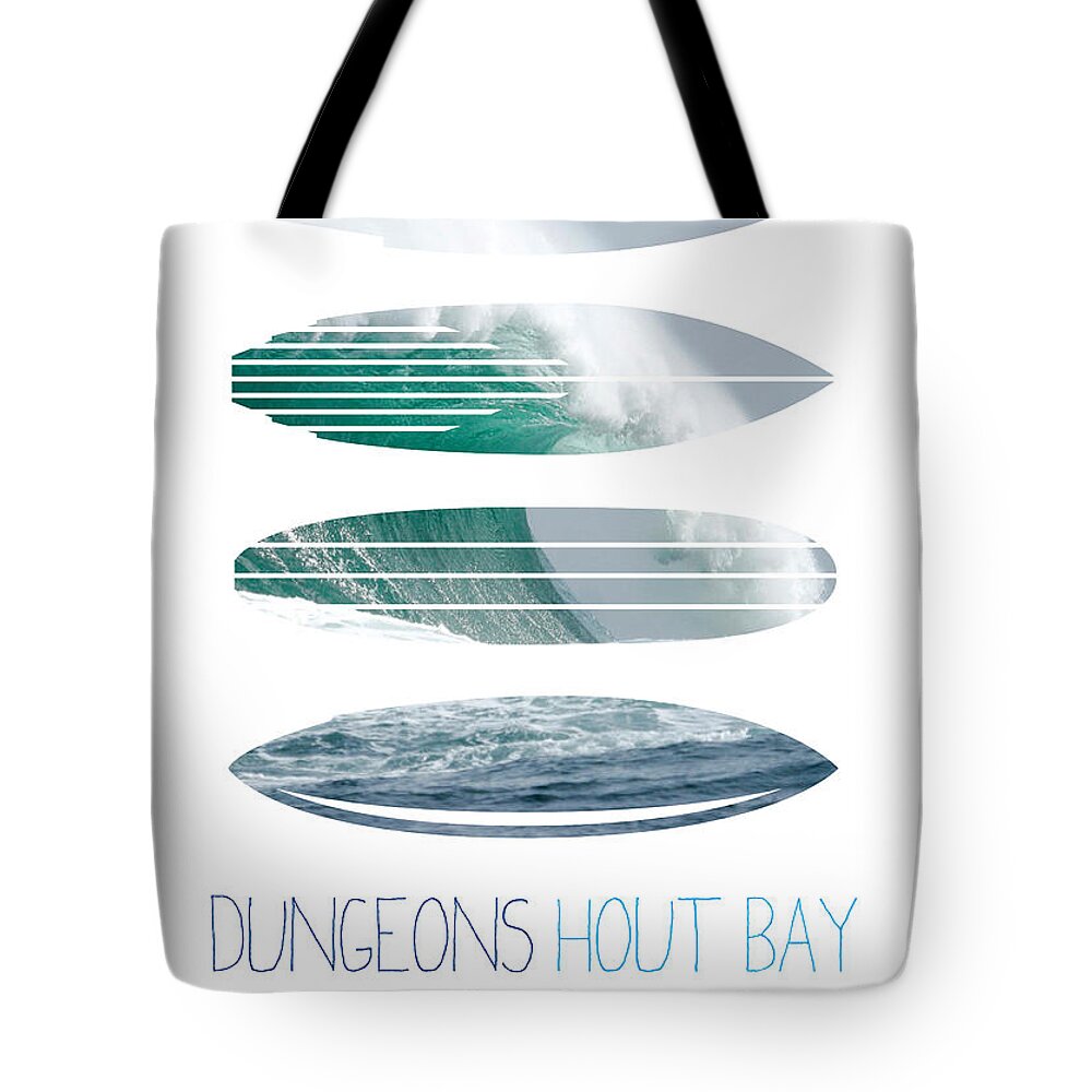 Minimal Tote Bag featuring the digital art My Surfspots poster-4-Dungeons-Cape-Town-South-Africa by Chungkong Art