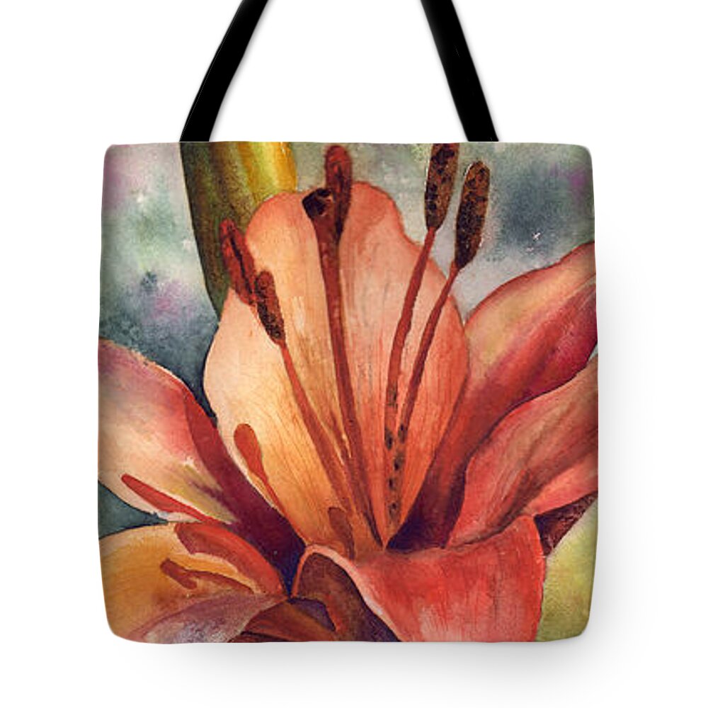 Lily Painting Tote Bag featuring the painting My Three Lilies by Anne Gifford