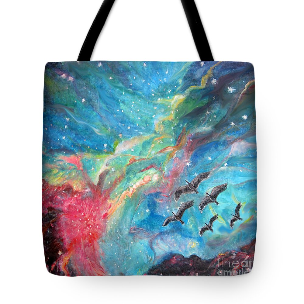 Galaxy Tote Bag featuring the painting My Universe by Sarabjit Singh