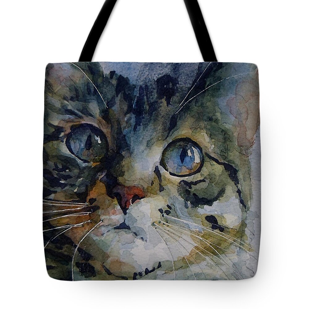 Tabby Tote Bag featuring the painting Mystery Tabby by Paul Lovering
