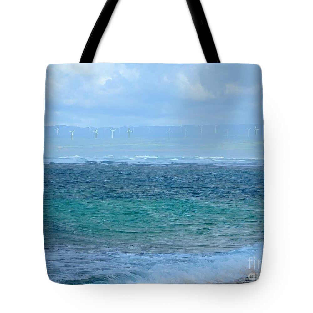 Hawaii Tote Bag featuring the digital art Mystic Green Ocean by Dorlea Ho