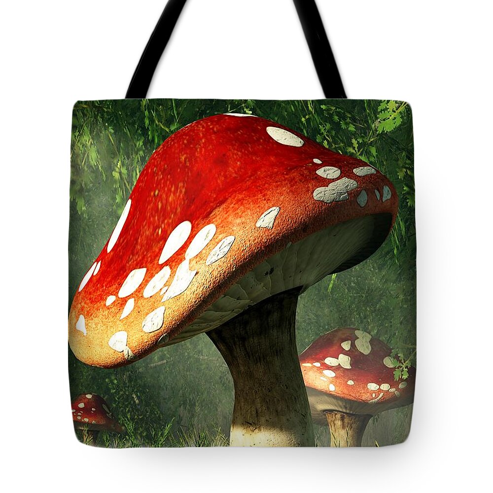 Mushroom Tote Bag featuring the digital art Mystic Mushroom by Daniel Eskridge