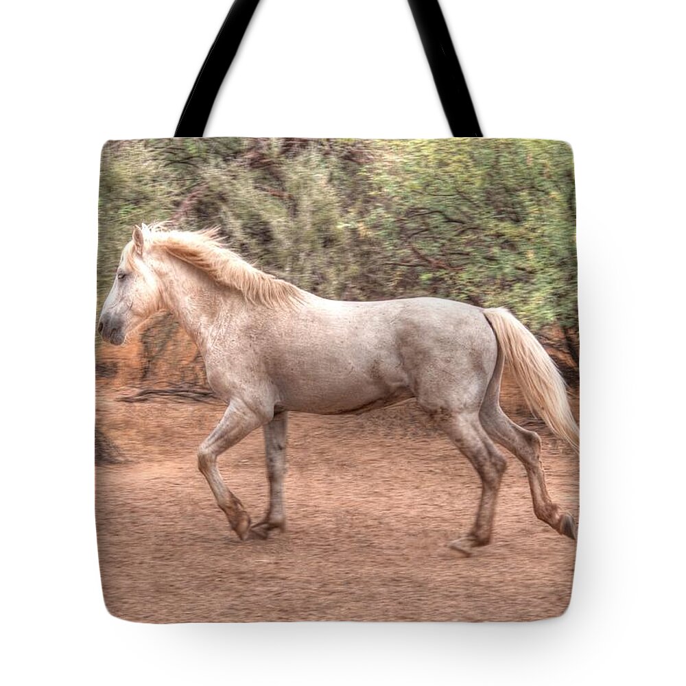 Horses Tote Bag featuring the photograph Mystic Wild Horse by Tam Ryan