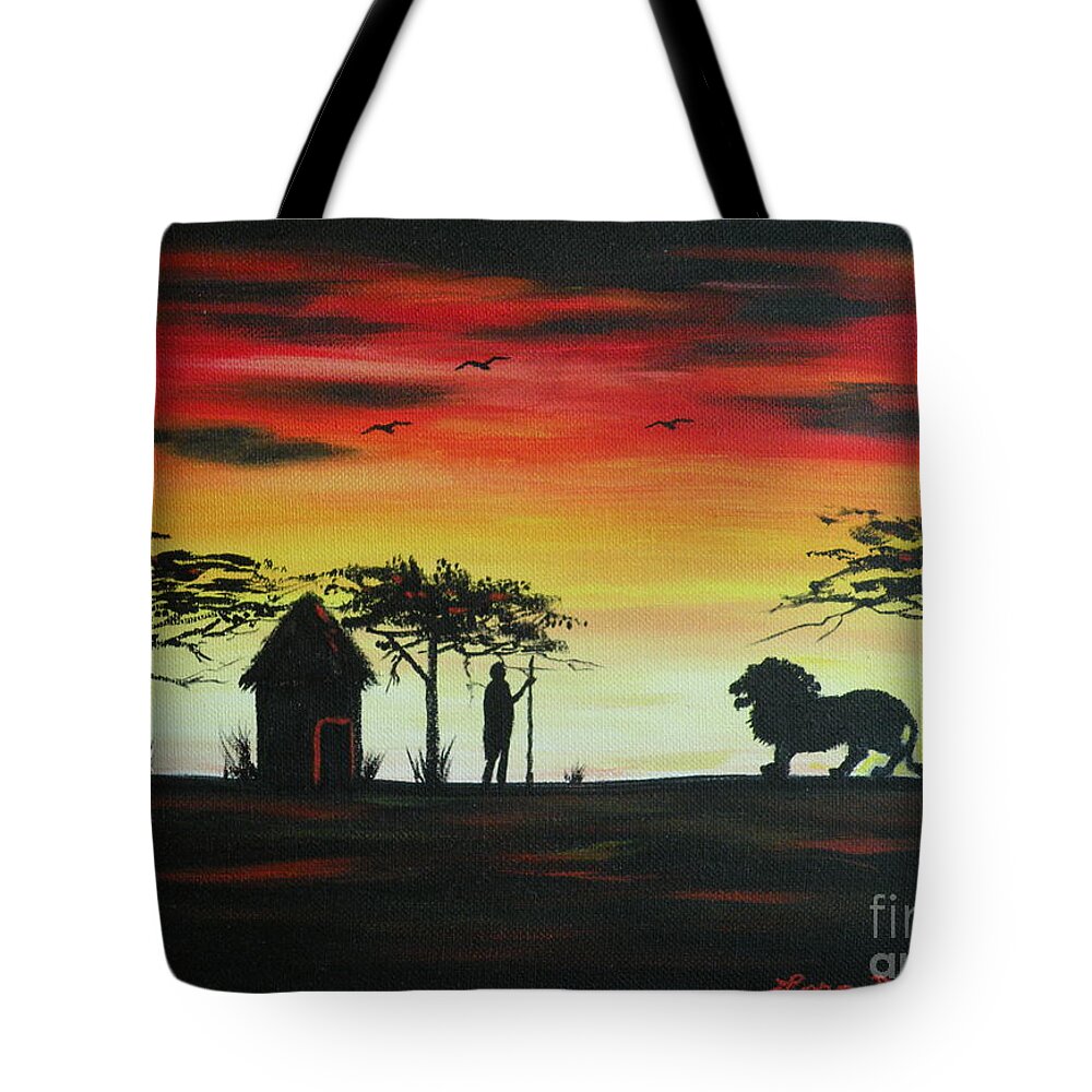 Sunset Tote Bag featuring the painting Nairobi Sunset by Lora Duguay