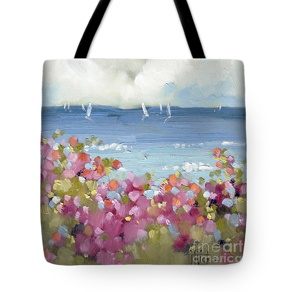 Nantucket Tote Bag featuring the painting Nantucket Sea Roses by Joyce Hicks