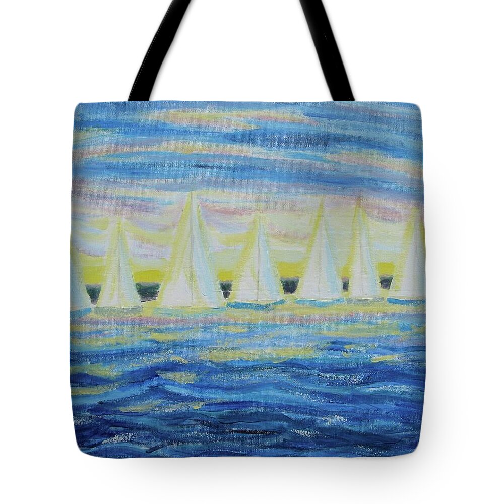 Nantucket Tote Bag featuring the painting Nantucket Sunrise by Diane Pape