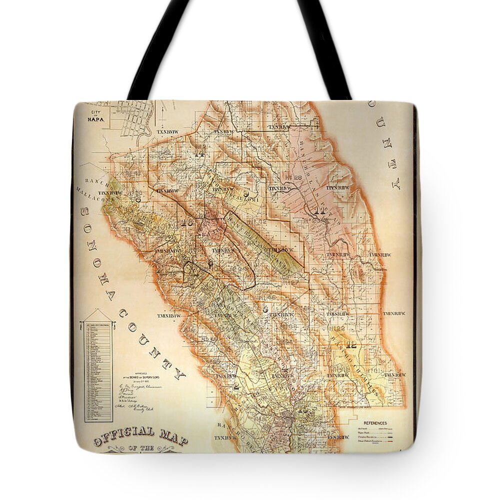 Napa Valley Map Tote Bag featuring the photograph Napa Valley Map 1895 by Jon Neidert