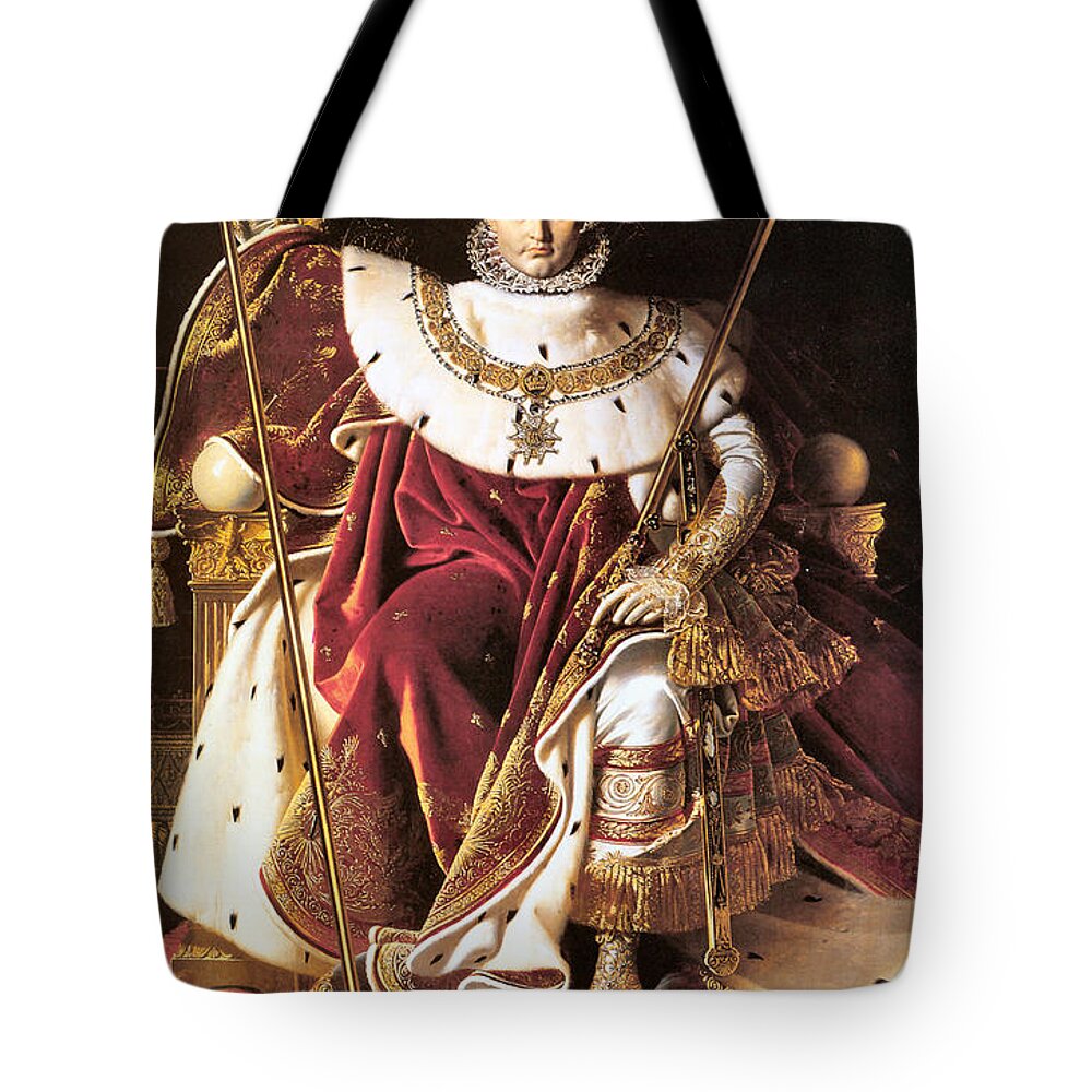 Jean Auguste Dominique Ingres Tote Bag featuring the digital art Napoleon I on His Imperial Throne by Jean Auguste Dominique Ingres