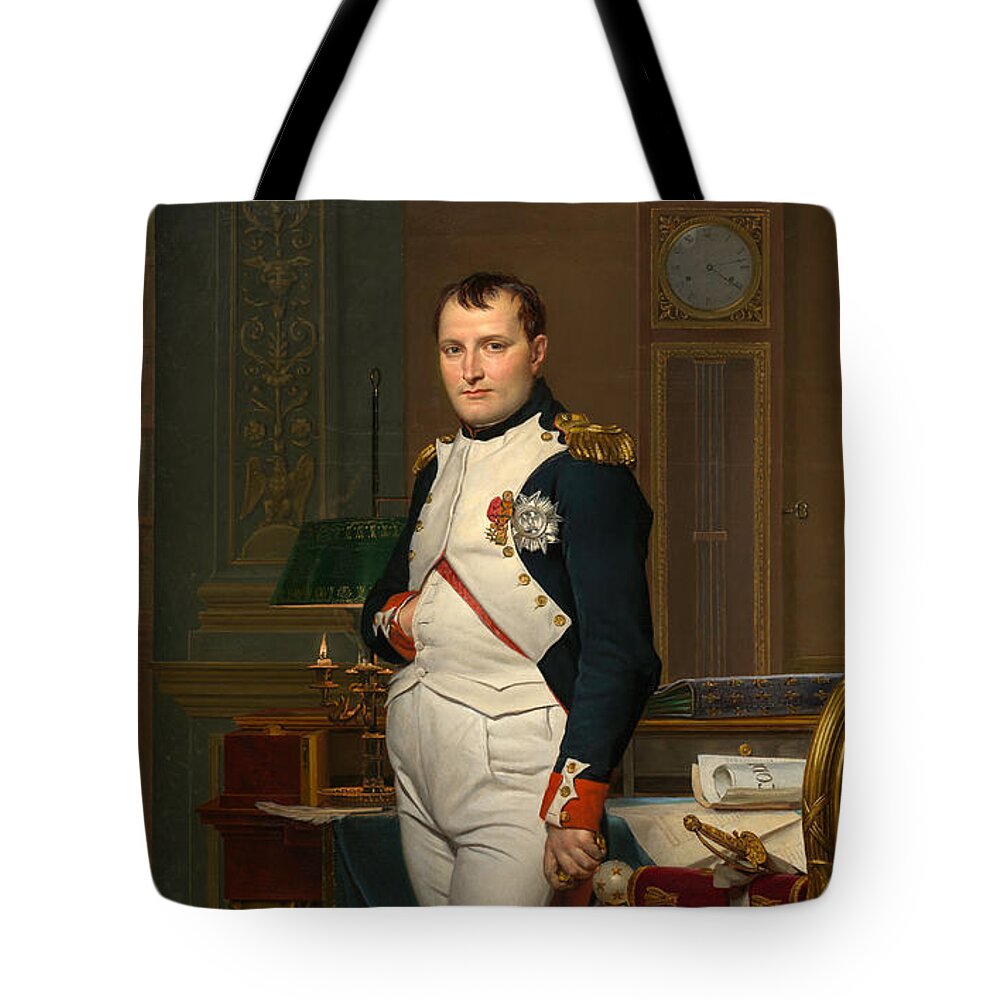 Napoleon Tote Bag featuring the painting Emperor Napoleon in His Study at the Tuileries by War Is Hell Store