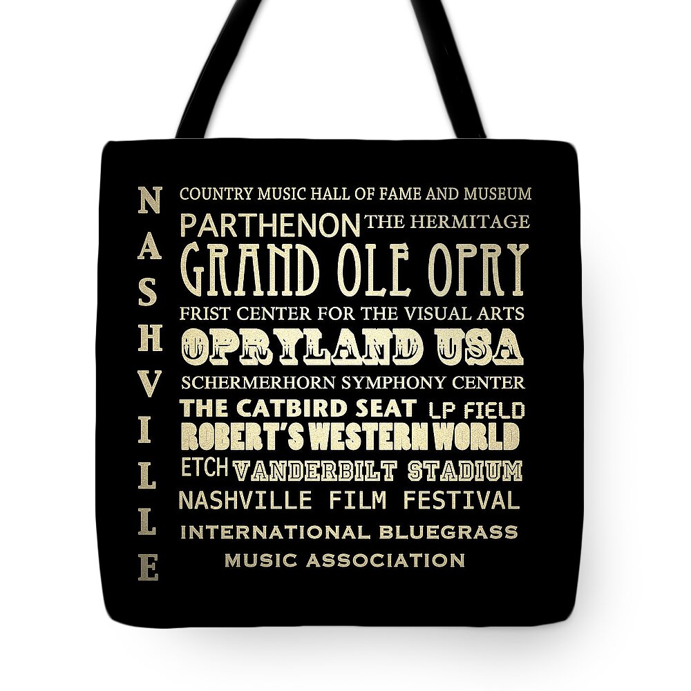 Nashville Tote Bag featuring the digital art Nashville Tennessee Famous Landmarks by Patricia Lintner