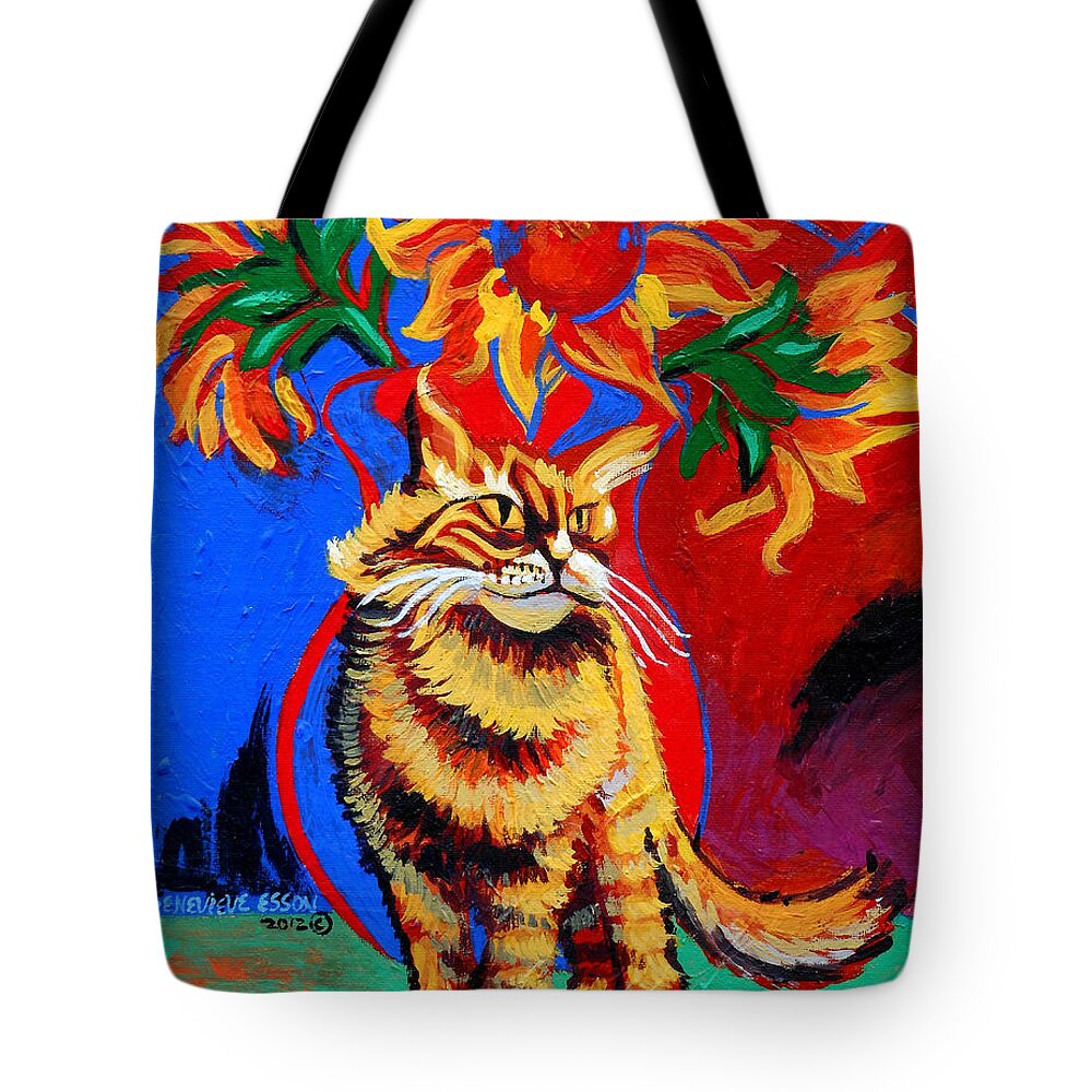 Cat Tote Bag featuring the painting Natasha by Genevieve Esson